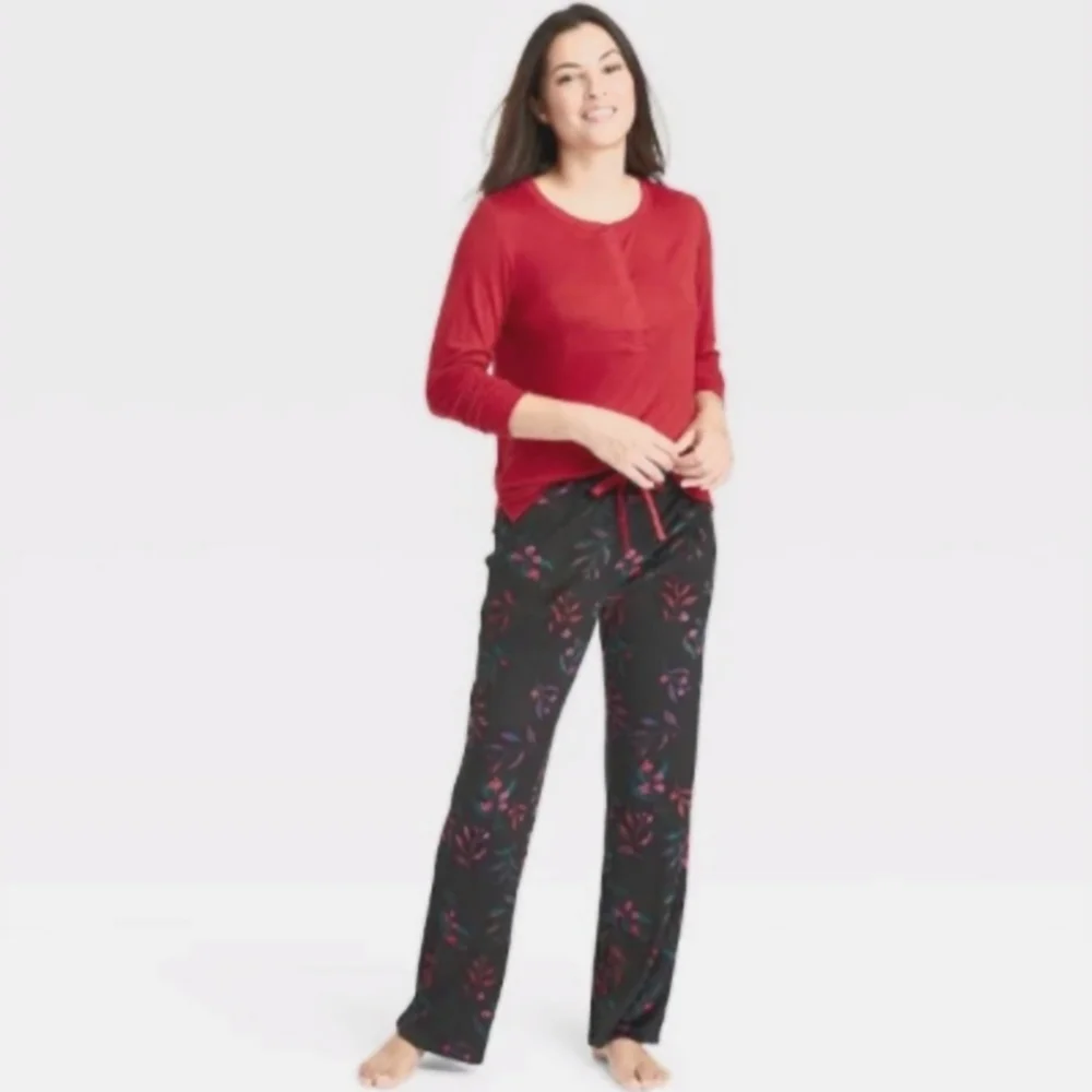 Stars Above cozy pajama set henley top velour bottoms size xs